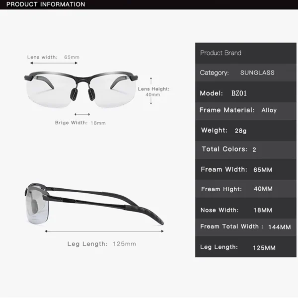 Bitzen Kacamata Potokromik Photochromic Hitam Frame Polarized Malam - Image 8