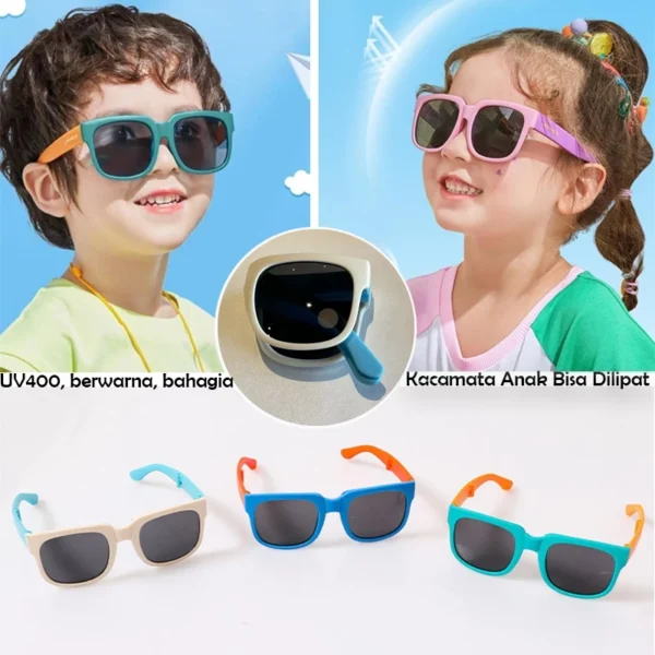 Kacamata Hitam Lipat Warna-Warni Untuk Anak-Anak Kacamata Tabir Surya Portabel Untuk Anak Laki-Laki Dan Perempuan