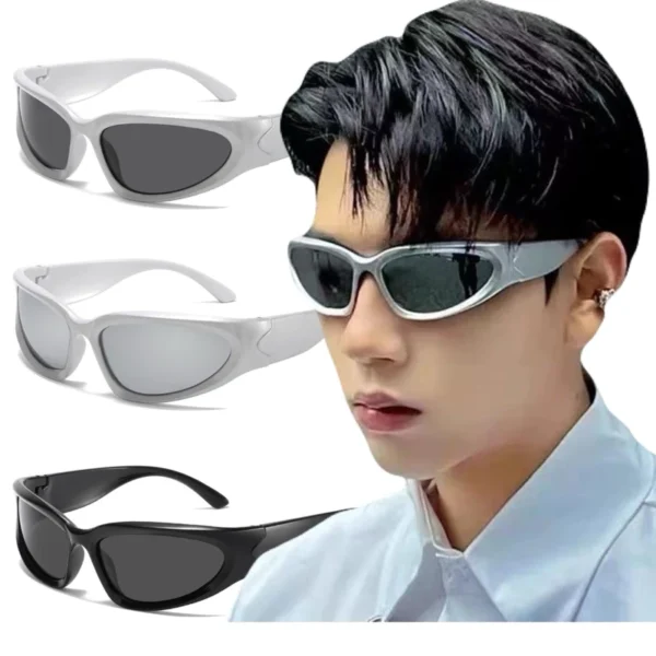 Kacamata Hitam Cyberpunk Steampunk Futuristic Anti Radiasi UV & Blueray Gaya Robot Cyber Cyborg Pria Wanita Untuk Bersepeda