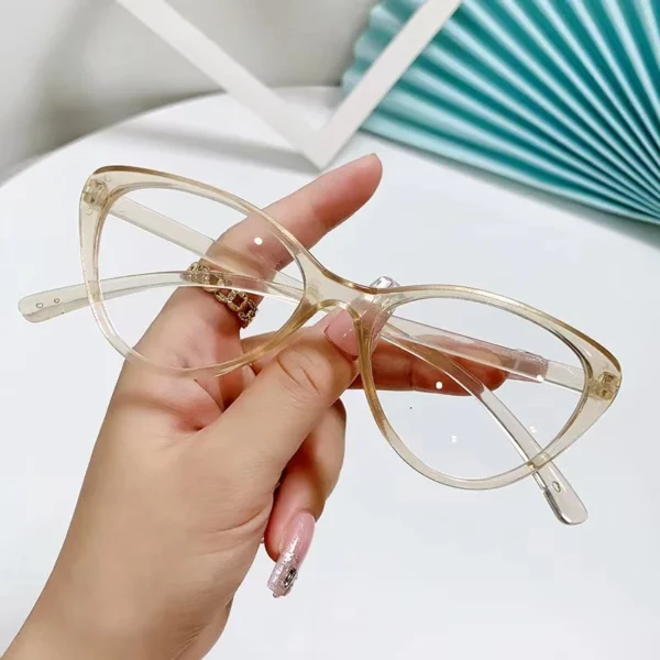 Kacamata Korea Wanita Kacamata Anti Radiasi pria Wanita Fashion Cat Eye retro flat Eyeglasses - Image 5