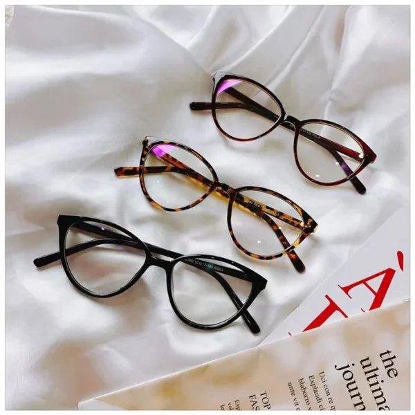 Kacamata Korea Wanita Kacamata Anti Radiasi pria Wanita Fashion Cat Eye retro flat Eyeglasses - Image 7