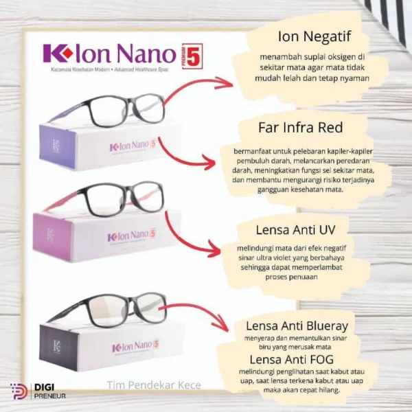 k ion nano premium 5 original k link frame kacamata kesehatan anti radiasi - Image 10