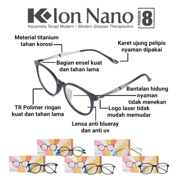 Ion Nano 8 7 5 Reguler Kacamata Terapi Kesehatan Anti Radiasi Plus Minus Katarak - Image 8
