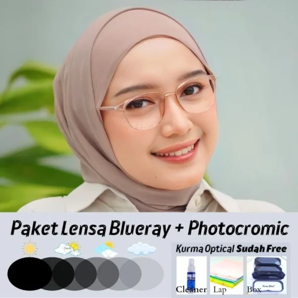 Kacamata Minus Wanita Lentur Oval Photocromic Anti Radiasi 5004