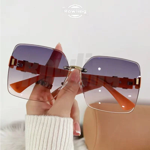 Rowling(ka-403)Kacamata Hitam Terbaru Wanita Kotak No Frame Kacamata Sunglasses Import Wanita Kacamata Fashion - Image 7