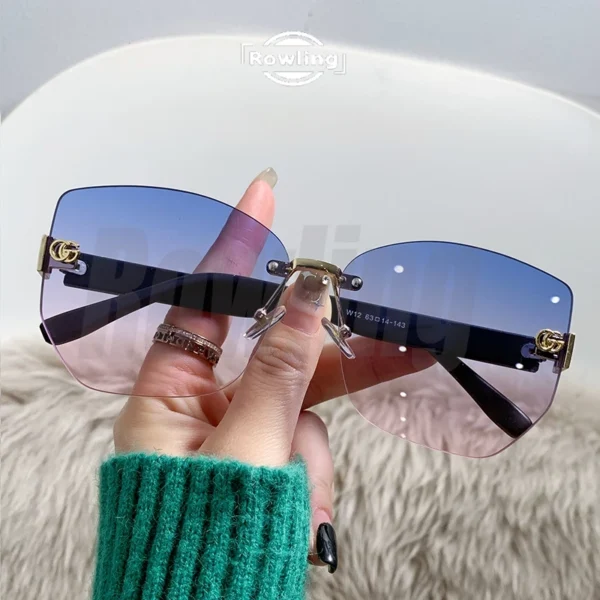 Rowling (ka-436) Sunglasses Kacamata Bulat Hitam No frame Women Sunglasses New Arrival Import Kacamata Gaya Fashion - Image 4