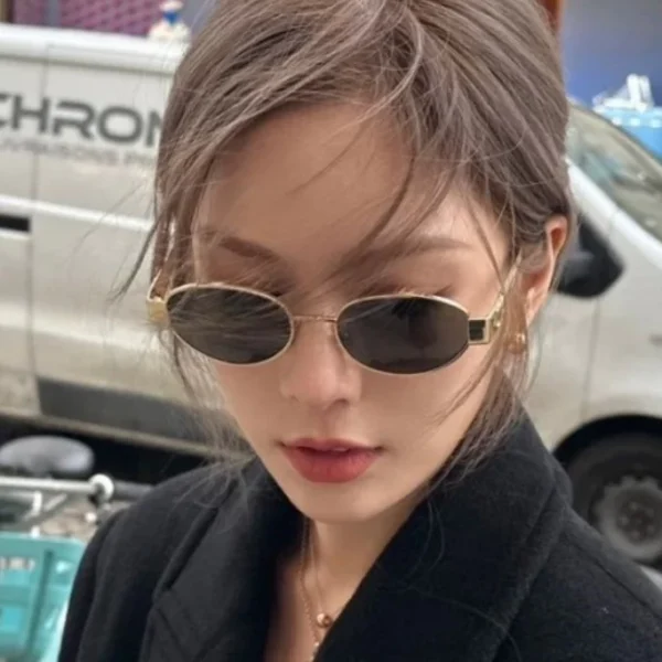 Lucky Kacamata Hitam mata Kucing Bingkai Logam yang untuk Pria dan Wanita Kacamata Fashion - Image 2