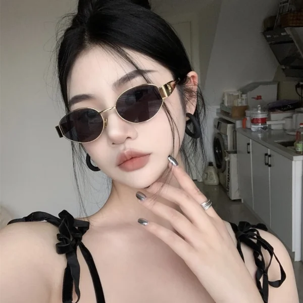 Lucky Kacamata Hitam mata Kucing Bingkai Logam yang untuk Pria dan Wanita Kacamata Fashion