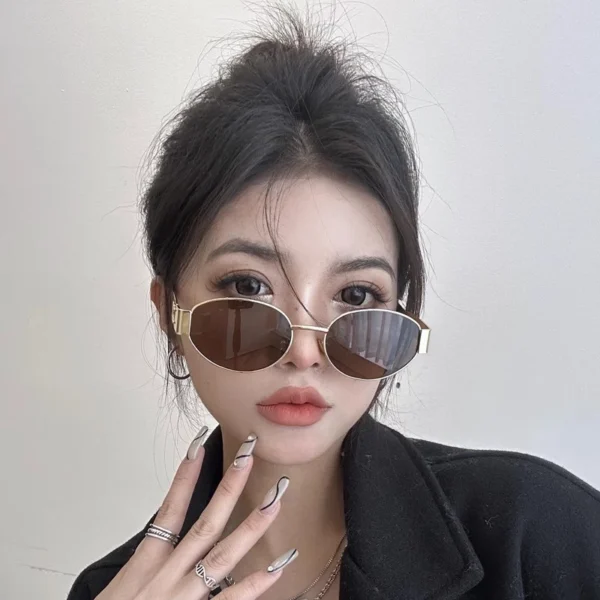 Lucky Kacamata Hitam mata Kucing Bingkai Logam yang untuk Pria dan Wanita Kacamata Fashion - Image 6