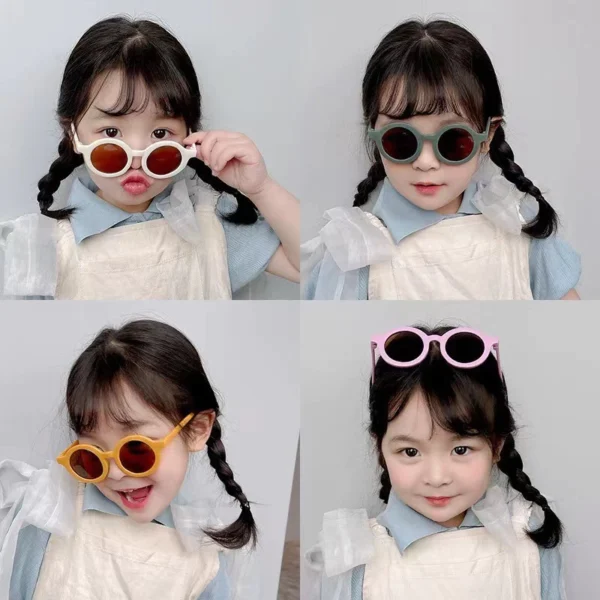 GGS Kacamata Hitam Anak Perempuan Laki Laki Bulat Lipat Children Sunglasses Retro Fashion Bayi Korea Style Keren Unisex Baby KC007 - Image 6