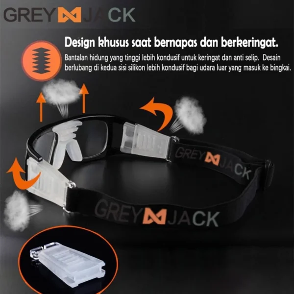 Grey jack/Kacamata Olahraga Bisa Minus Lens (Futsal,Basket,Badminton) Sport Ringan dan Kokoh 036 - Image 3