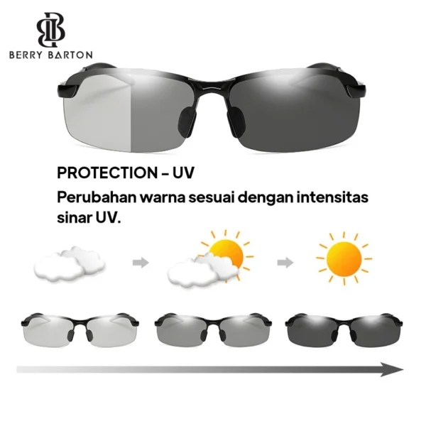 Berrybarton - Kacamata Polarized Anti UV Sunglasses Photocromic Pria Wanita 3043 - Image 2