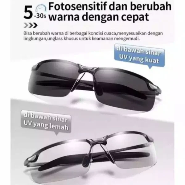 (KM29) Kacamata Photocromic Polarized Kacamata Mengemudi Berubah Warna Ketika Kena Panas Matahari - Image 2
