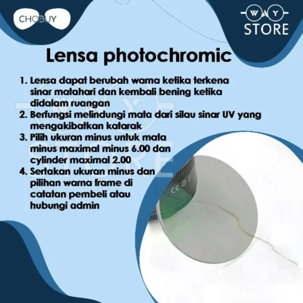 Kacamata Photocromic Lensa Anti Radiasi Blueray Minus Plus Frame EVO Unisex - Image 3