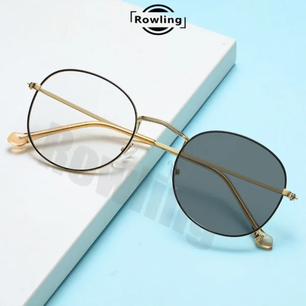 Rowling(pc-80)2 In 1 Kacamata lensa photocromic anti radiasi wanita pria kacamata bingkai Titanium perubahan warna fotocromic