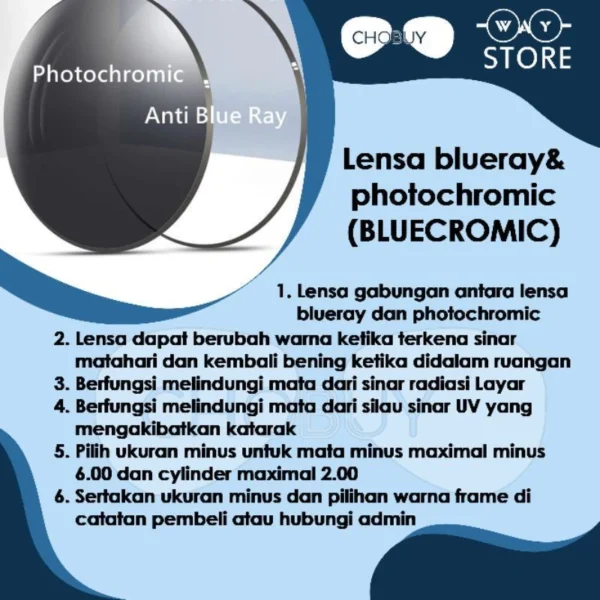 Kacamata Photocromic Lensa Anti Radiasi Blueray Minus Plus Frame EVO Unisex - Image 2