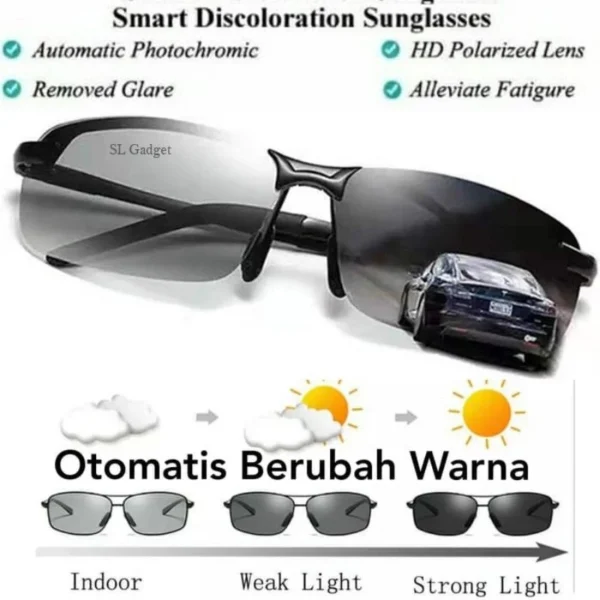 (KM29) Kacamata Photocromic Polarized Kacamata Mengemudi Berubah Warna Ketika Kena Panas Matahari - Image 4