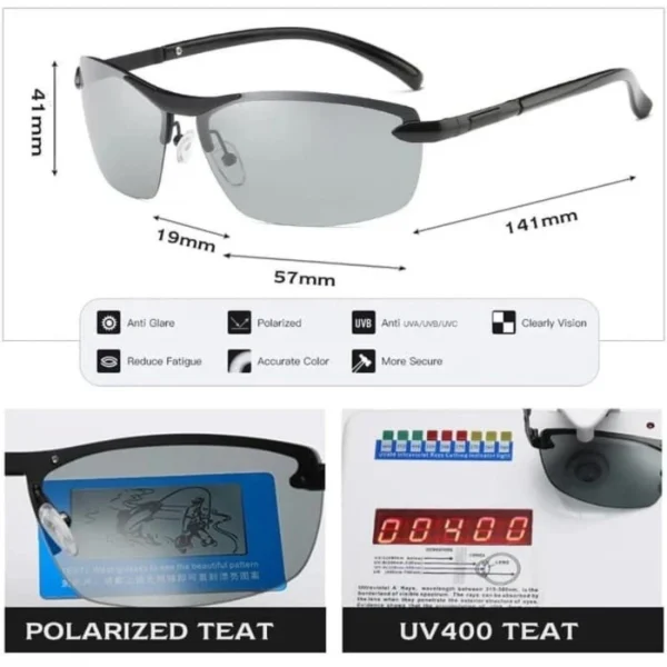 (KM29) Kacamata Photocromic Polarized Kacamata Mengemudi Berubah Warna Ketika Kena Panas Matahari - Image 5