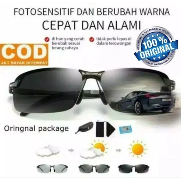 (KM29) Kacamata Photocromic Polarized Kacamata Mengemudi Berubah Warna Ketika Kena Panas Matahari - Image 7
