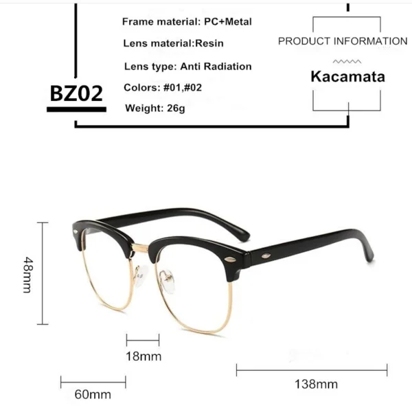 Bitzen Kacamata Anti Sinar Radiasi Komputer Frame Untuk Pria Wanita Kaca Mata Frame Kacamata Wanita - Image 7
