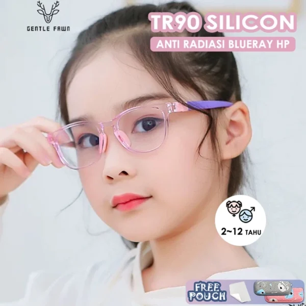 Gentle Fawn Kacamata Anak Antiradiasi Blueray Sinar Biru Hp/ Laptop/ Tv Style Oval Tr90 Biru Anak Perempuan dan Laki-laki 8811 - Image 3
