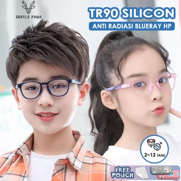 Gentle Fawn Kacamata Anak/Remaja Antiradiasi Blueray Sinar Biru Bahan Tr90 Style Kotak Keren Laki-laki Dan Perempuan Keren 8812 - Image 2