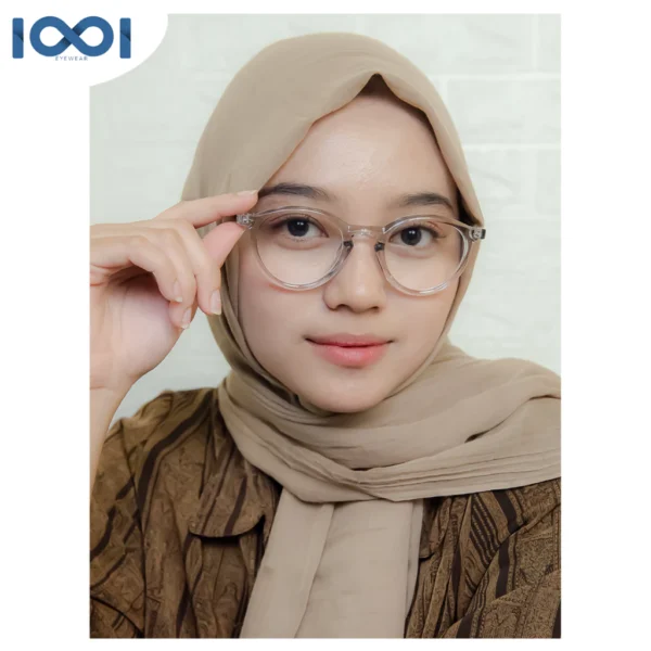 IOOI Eyewear - Kacamata Round Bahan TR Elastis Simple Anti Blue Light Pria Wanita Pria Wanita 8358 - Image 3