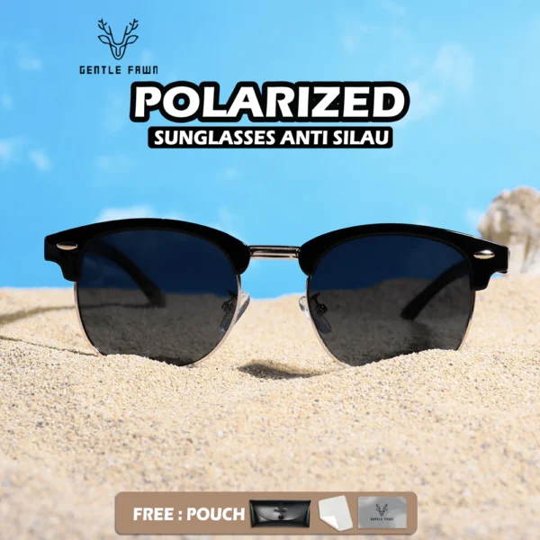 Gentle Fawn Kacamata Hitam Sunglasses Polarized Style Kotak Tr+Metal Model Club Master Fashion Pria Wanita 3016 4246 - Image 2