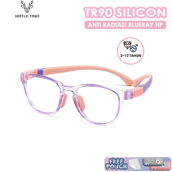 Gentle Fawn Kacamata Anak/Remaja Antiradiasi Blueray Sinar Biru Bahan Tr90 Style Kotak Keren Laki-laki Dan Perempuan Keren 8812