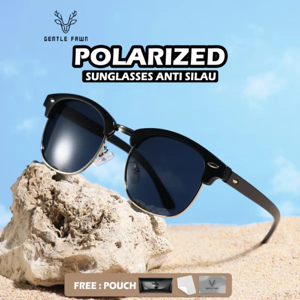 Gentle Fawn Kacamata Hitam Sunglasses Polarized Style Kotak Tr+Metal Model Club Master Fashion Pria Wanita 3016 4246 - Image 3