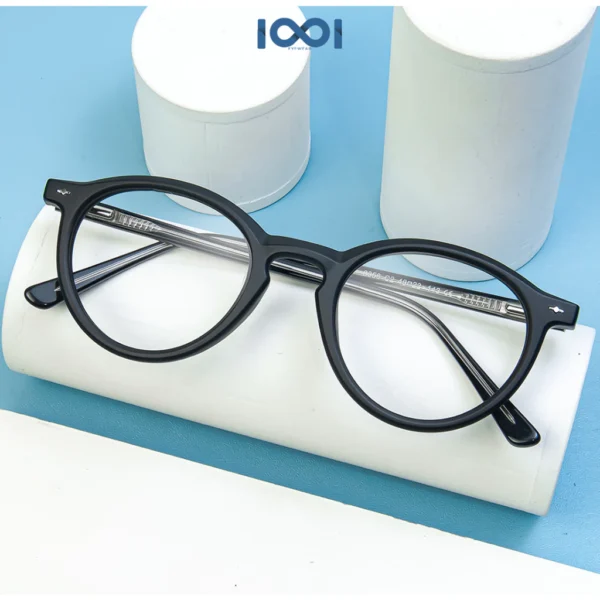 IOOI Eyewear - Kacamata Round Bahan TR Elastis Simple Anti Blue Light Pria Wanita Pria Wanita 8358