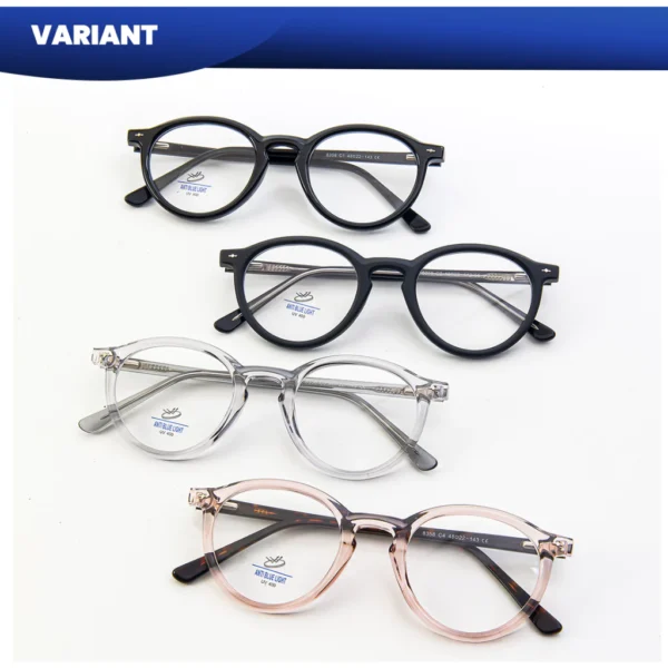 IOOI Eyewear - Kacamata Round Bahan TR Elastis Simple Anti Blue Light Pria Wanita Pria Wanita 8358 - Image 9