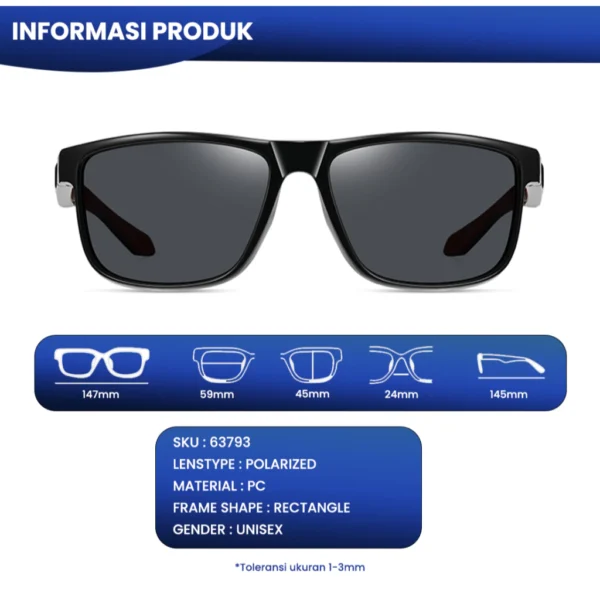 IOOI Kacamata Running Sunglasses Sport Outdoor Anti Silau Polarized Premiun Pria Wanita 63793 - Image 2