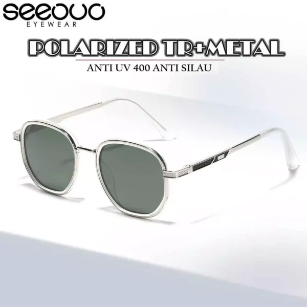 Seeouo Sunglasses Polarized UV Protection Model Kotak Anti Silau Metal+TR90 Fashion Stylish Unisex Pria Wanita 6015 - Image 2