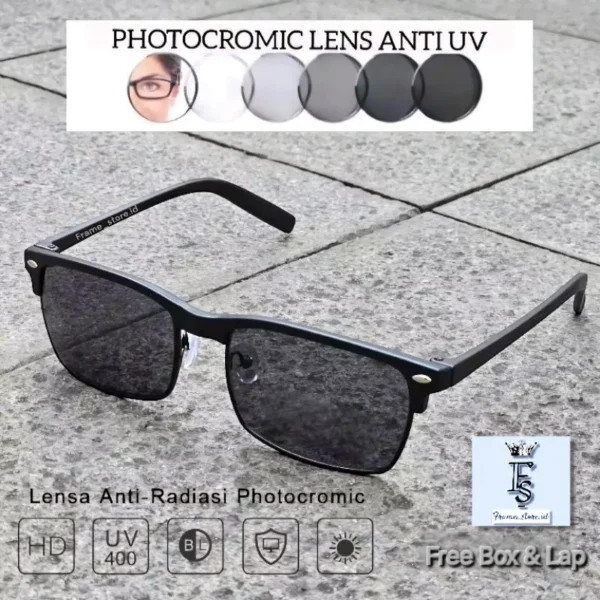 Kacamata Photocromic Lensa Anti Radiasi Blueray Minus Plus Frame EVO Unisex - Image 7