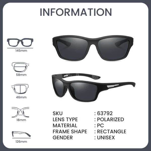 Robins Kacamata Hitam Sport Polarized Anti Radiasi Uv400 Sunglasses Fashion Pria Wanita 63792 - Image 3