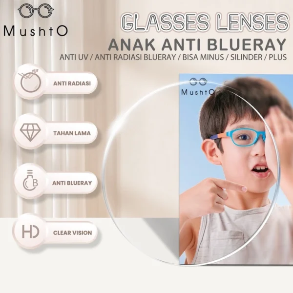 Mushto Kacamata Anak/Kacamata Antiradiasi Blueray TR90/Kacamata Komputer TV HP 2233 - Image 3