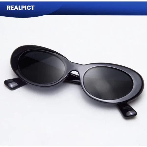 IOOI Eyewear - Kacamata Oval Cat Eye Hitam Sunglasses Vintage Anti UV Pria Wanita 693 - Image 5