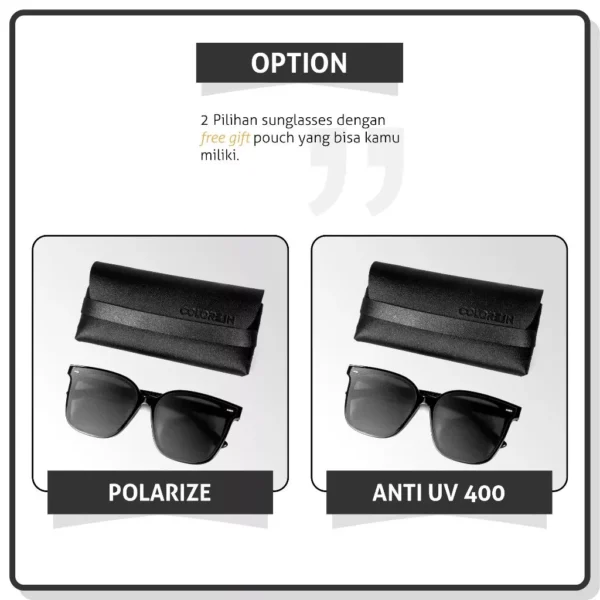 Colore.in Kacamata Hitam Polarized UV400 Sunglasses Wanita Pria 2 in 1 Anti Silau Bulat Polycarbonate Kacamata Gaya Outdoor Anti - Image 3