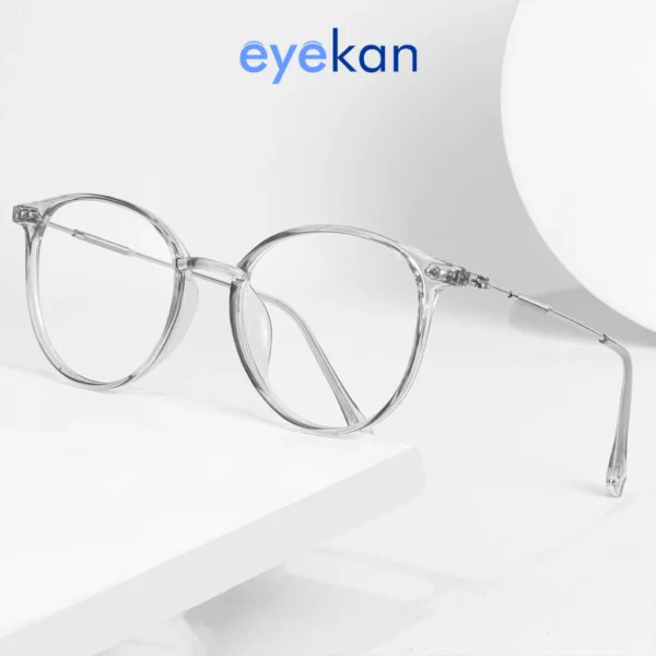 Eyekan Kacamata Anti Radiasi Photocromic Bluecromic Minus Anti Blueray Frame Bulat Fashion Pria Wanita 1009