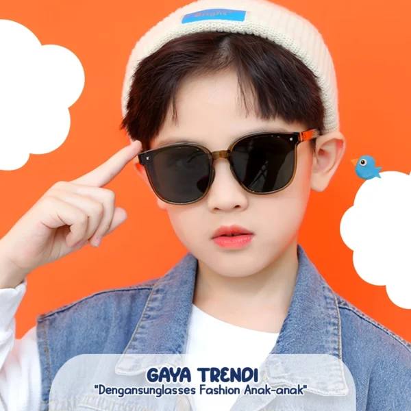 Genius Maiden Kacamata Hitam Sunglasses Anak Lipat UV400 Polarized Bentuk Kotak Bahan Plastik PPE Kids Fashion Glasses Pria - Image 6