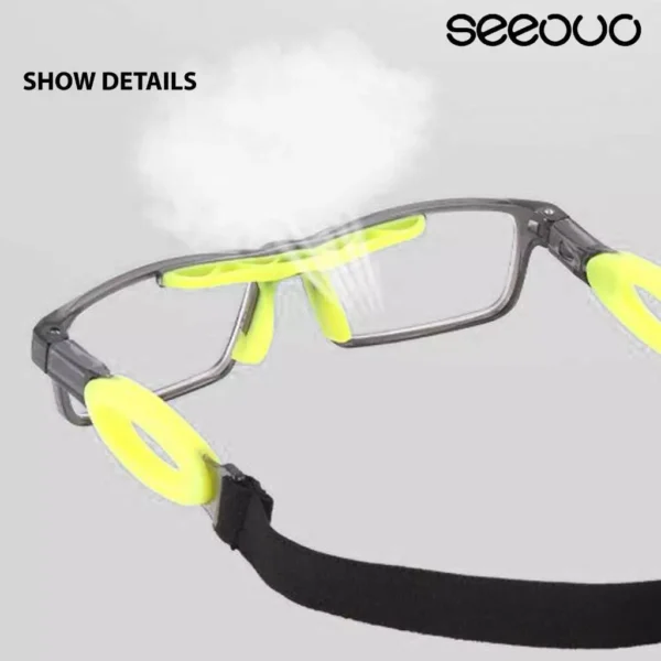 Seeouo Frame Kacamata Sport Olahraga Basket, Futsal, Voli Model Kotak TR90+Silicone Bisa Minus Pria Wanita 050 - Image 4