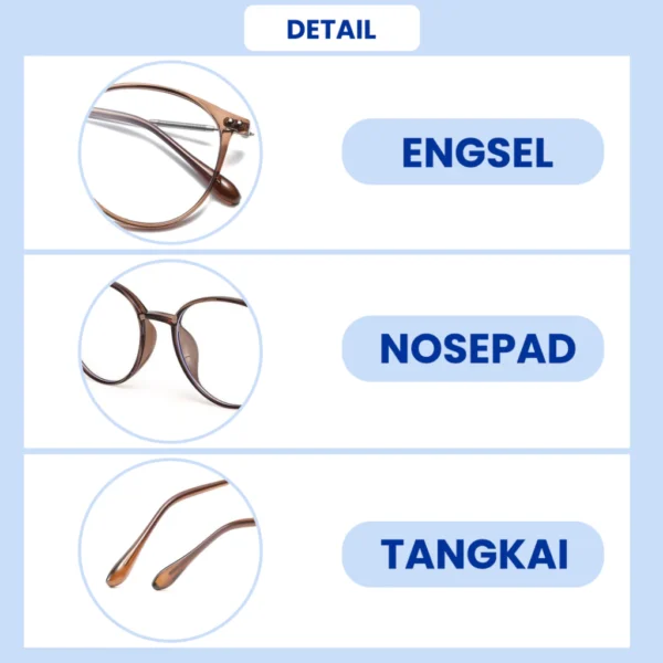 Eyekan Kacamata Anti Radiasi Photocromic Bluecromic Minus Anti Blueray Frame Bulat Fashion Pria Wanita 1009 - Image 5