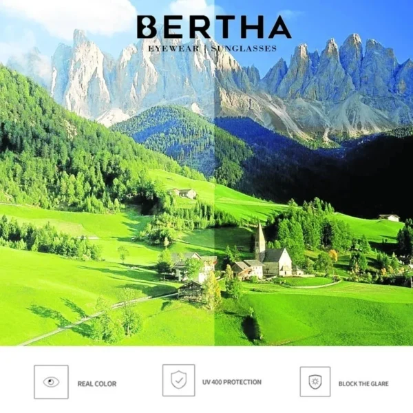 Bertha Kacamata Sunglasses Polarized Style Kotak Bahan TR90+Metal Kokoh Fashion Pria Dan Wanita TerBaru 6015 - Image 6