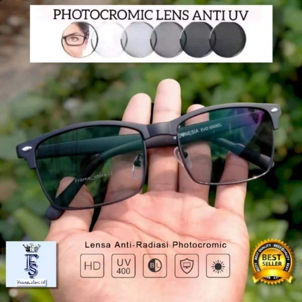 Kacamata Photocromic Lensa Anti Radiasi Blueray Minus Plus Frame EVO Unisex - Image 8