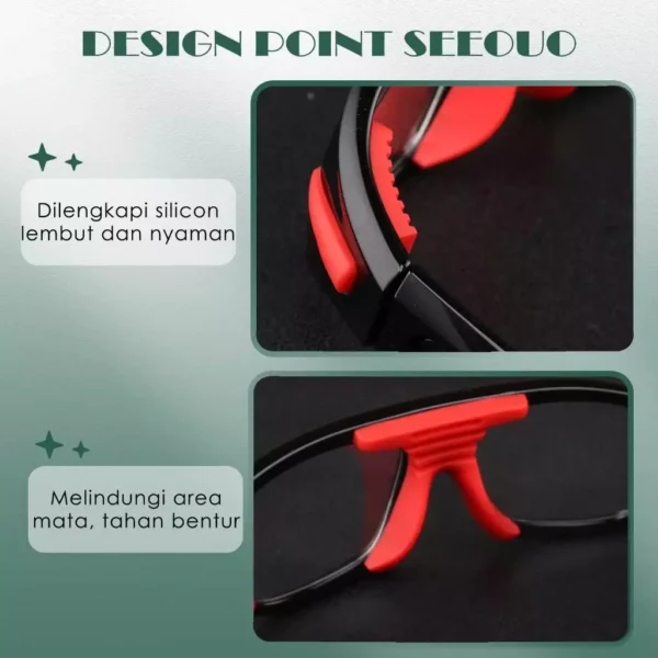 Seeouo Frame Kacamata Olahraga Sport Glasses Basket, Voli Plano Lens Bahan TR90+Silicone Kokoh Bisa Minus Pria Wanita 036 - Image 7