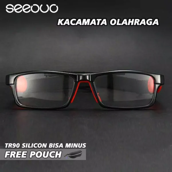 Seeouo Frame Kacamata Sport Olahraga Basket, Futsal, Voli Model Kotak TR90+Silicone Bisa Minus Pria Wanita 050 - Image 10
