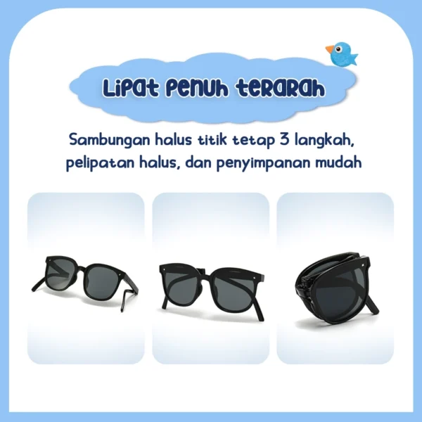 Genius Maiden Kacamata Hitam Sunglasses Anak Lipat UV400 Polarized Bentuk Kotak Bahan Plastik PPE Kids Fashion Glasses Pria - Image 8