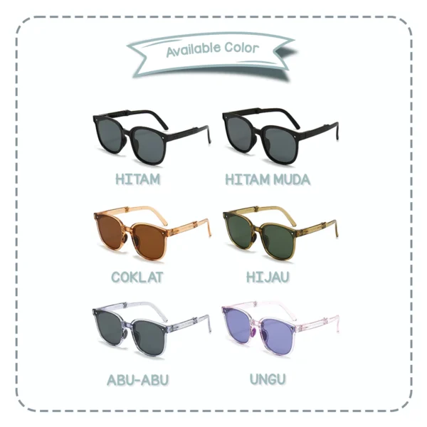 Genius Maiden Kacamata Hitam Sunglasses Anak Lipat UV400 Polarized Bentuk Kotak Bahan Plastik PPE Kids Fashion Glasses Pria - Image 10