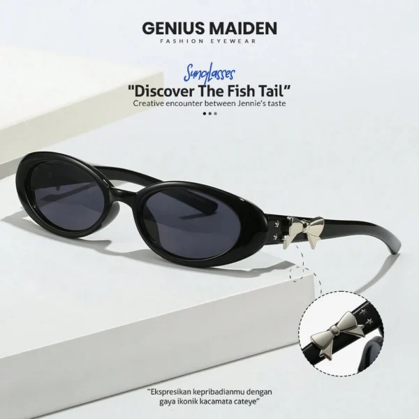 Genius Maiden Kacamata Hitam Jennie Pita Cat Eye Sunglasses Fashion Korea Pria Wanita Unisex Polarized UV-400 Polycarbonate 20272